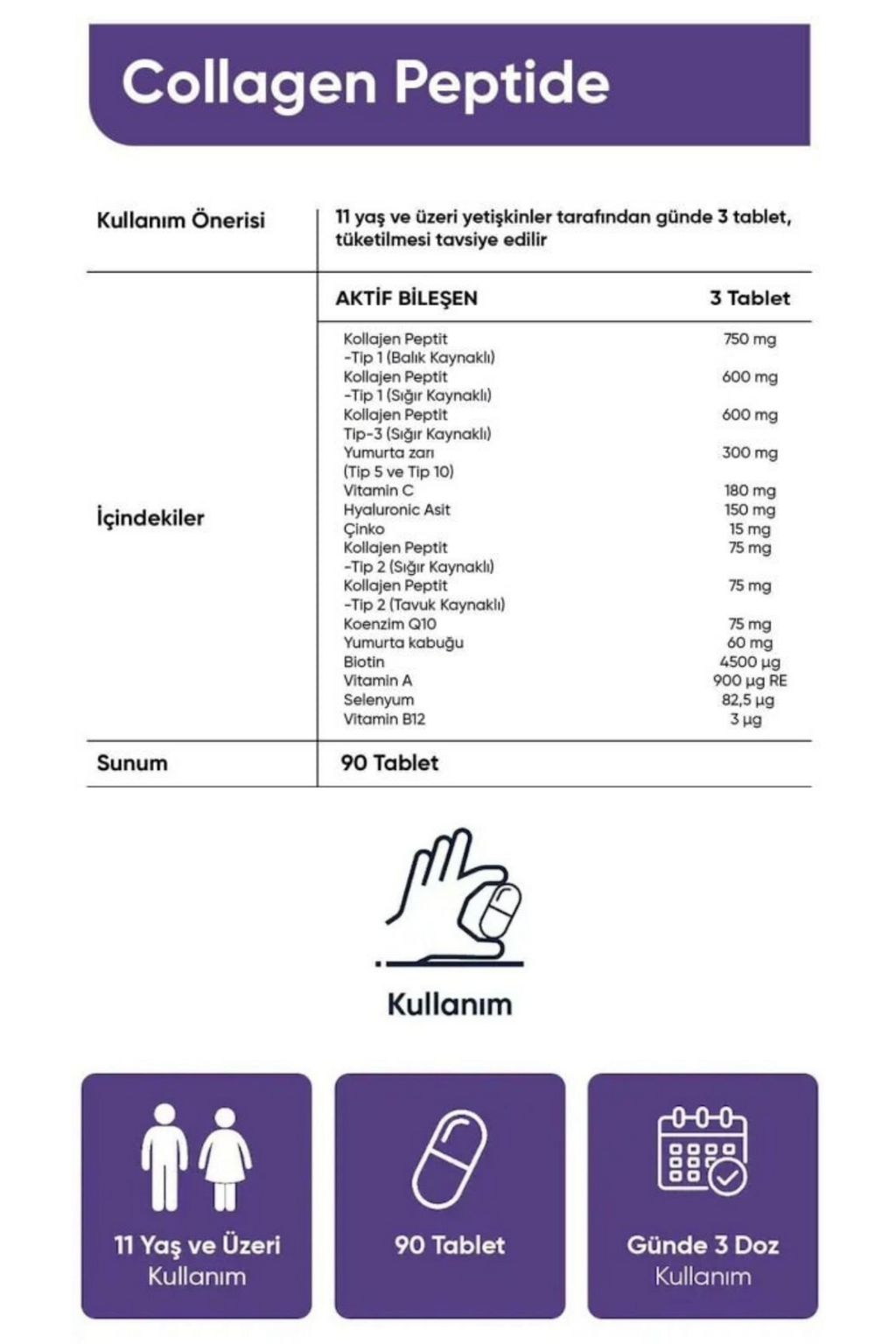 5 Tip Kolajen Q10 Complex içerik