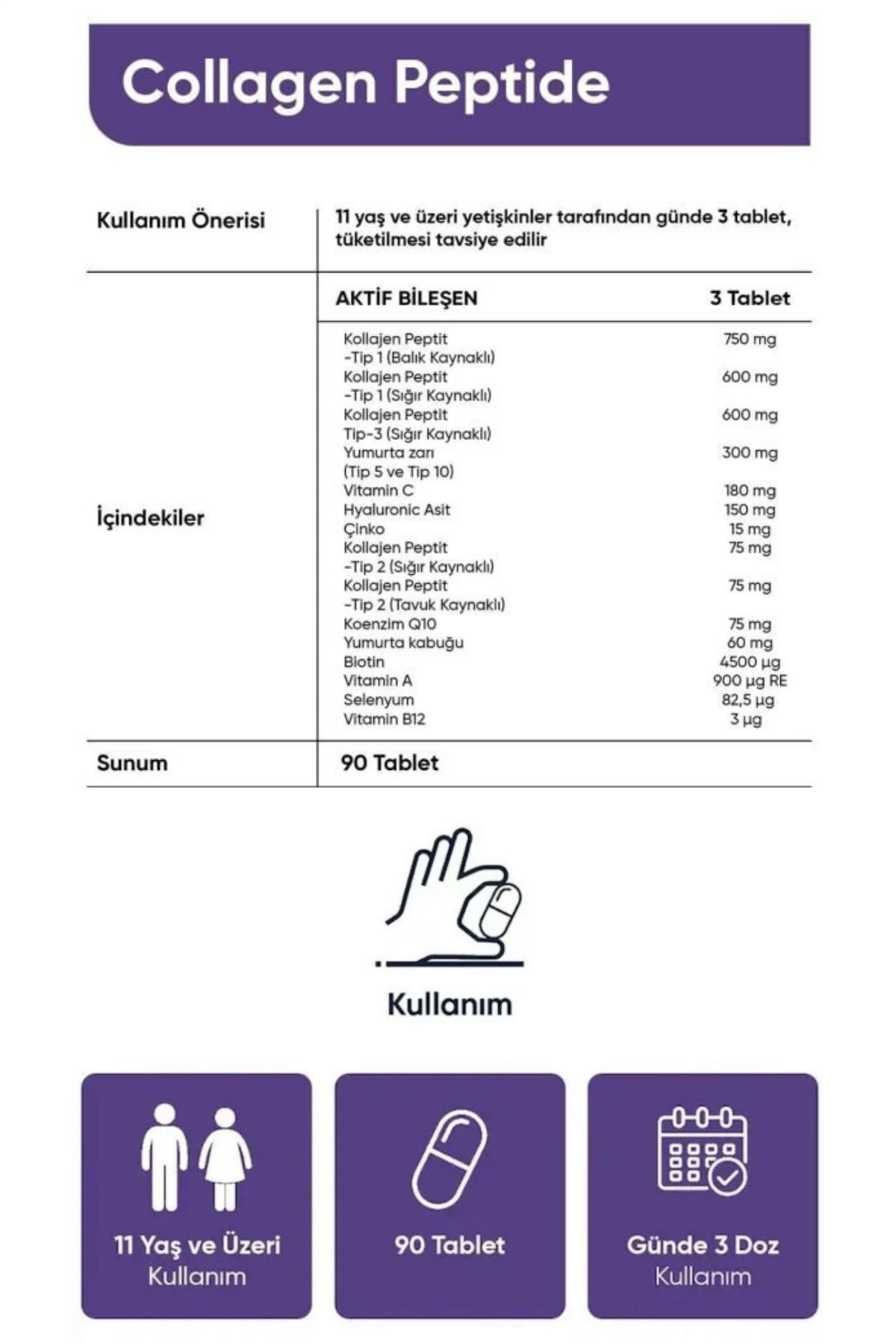 5 Tip Kolajen Q10 Complex içerik
