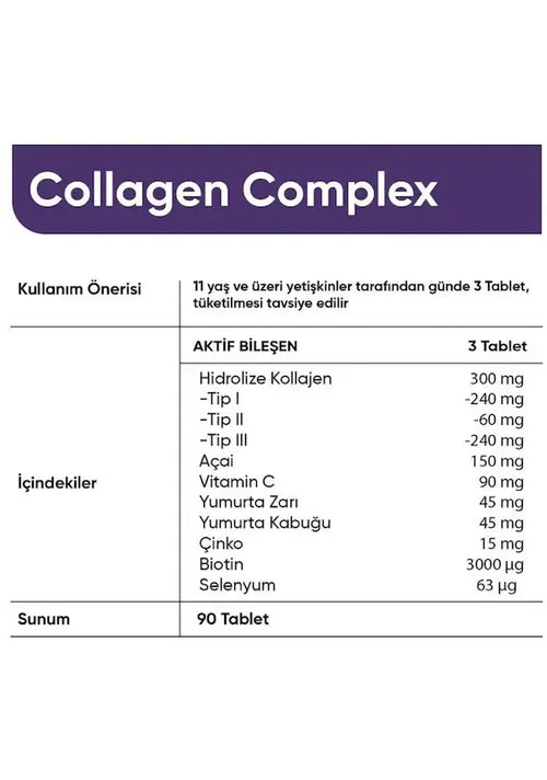 5 Tip Kolajen Complex Lila içerik