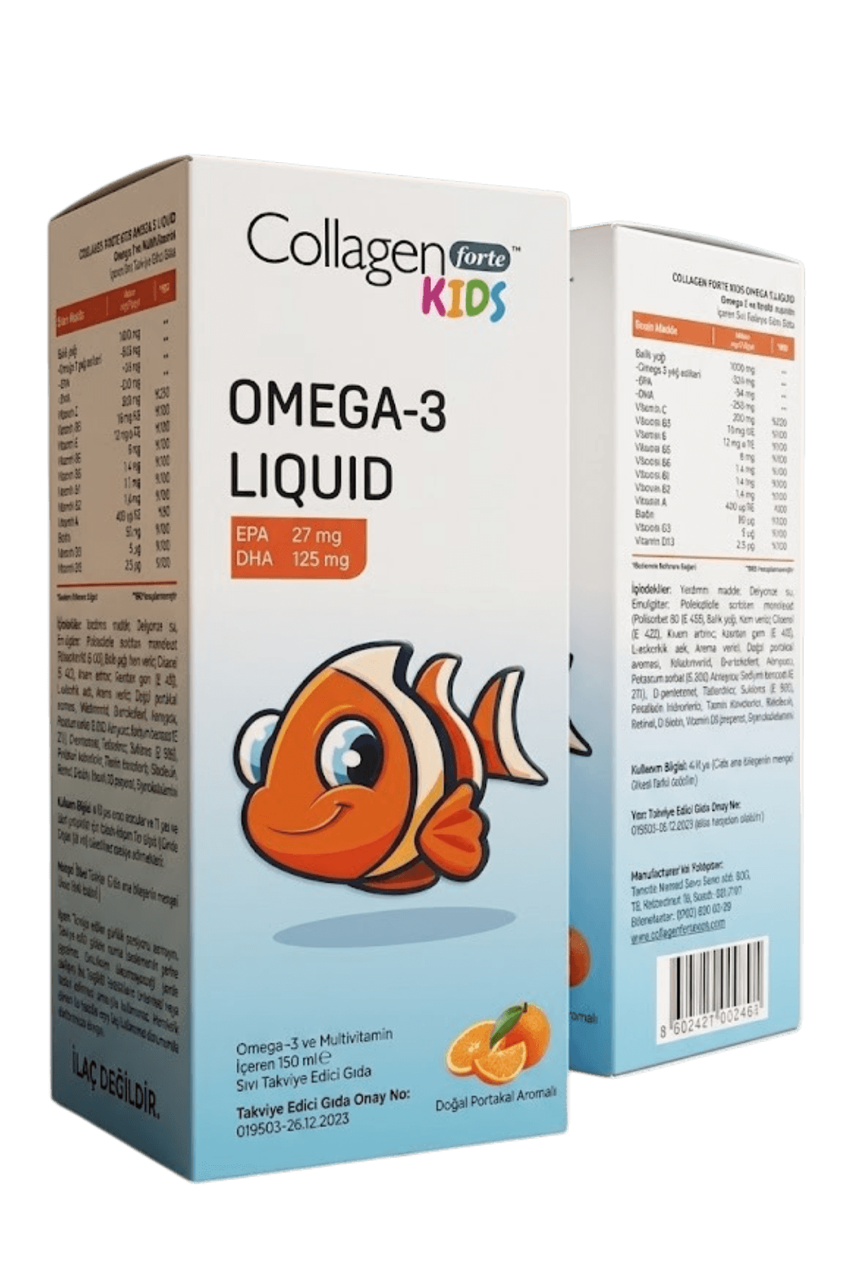 Omega-3 Kids Sivi Balik Yagi 150 ml Portakal