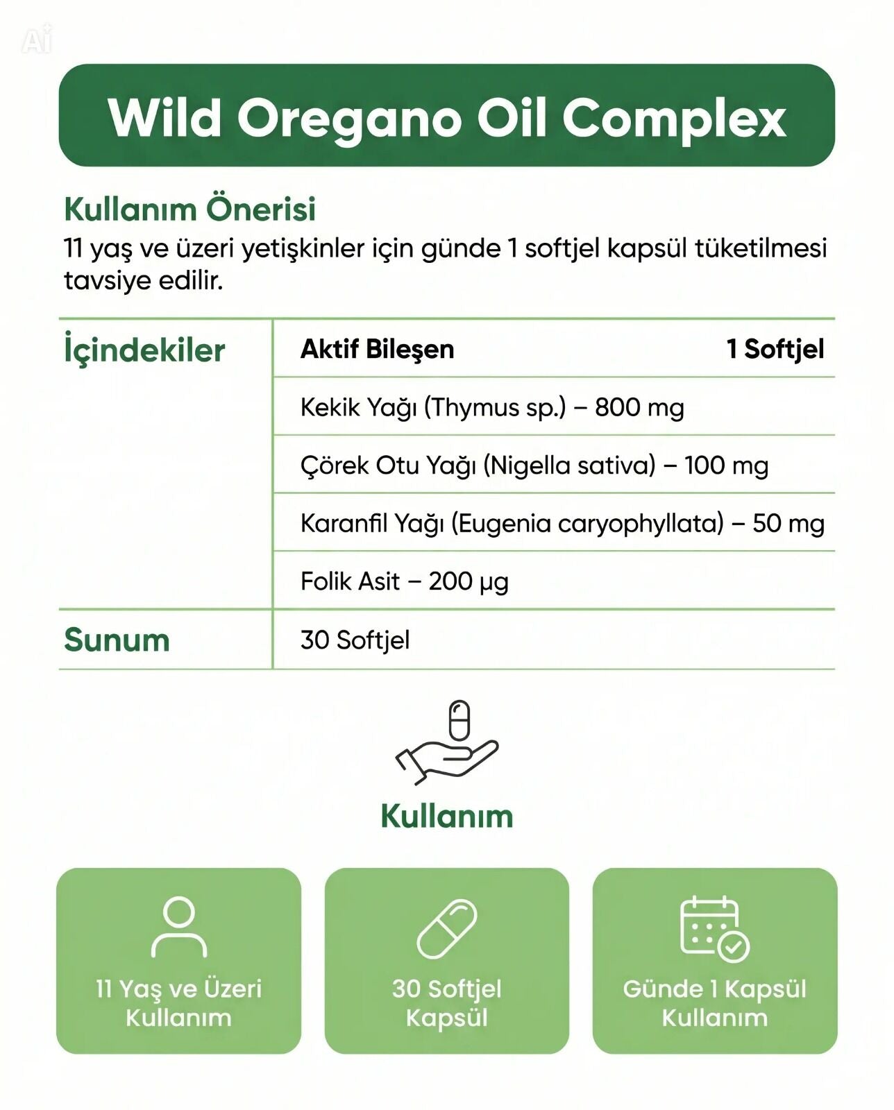 Helovit Kekik Yağı & Çörekotu Yağı 1200 mg, 30 Softgel