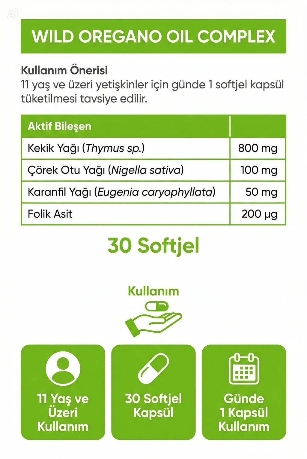 Helovit Kekik Yağı & Çörekotu Yağı 1200 mg, 30 Softgel