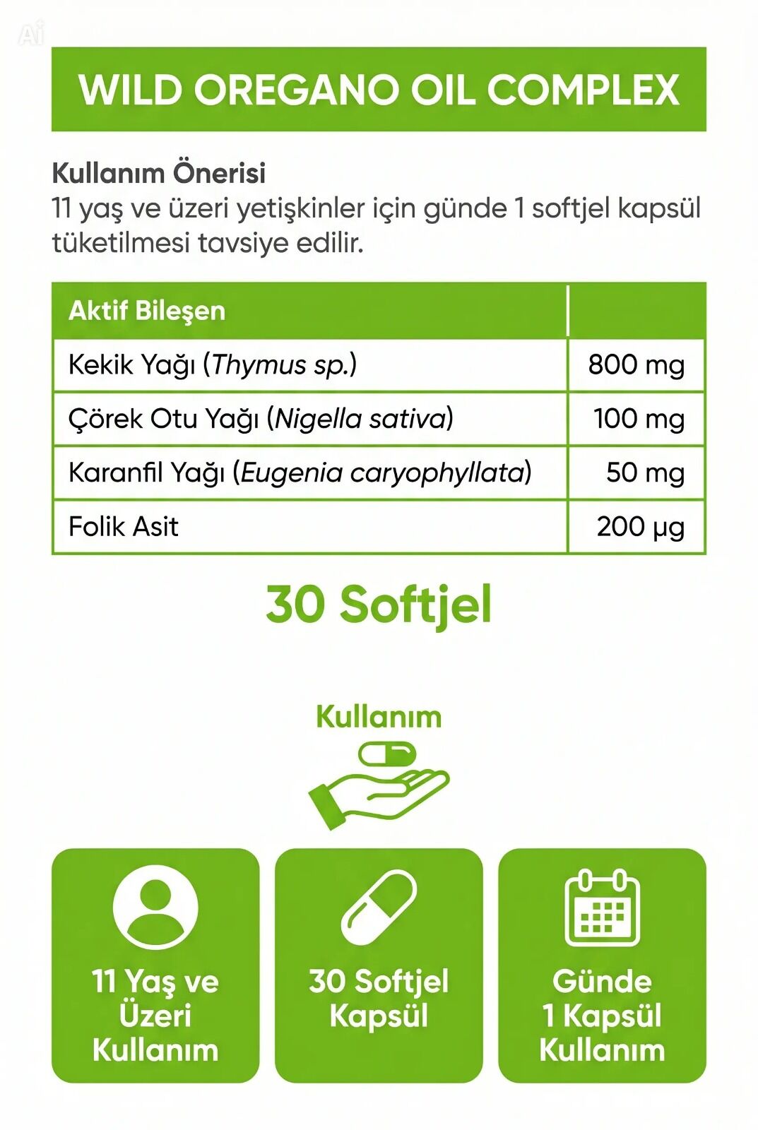 Helovit Kekik Yağı & Çörekotu Yağı 1200 mg, 30 Softgel