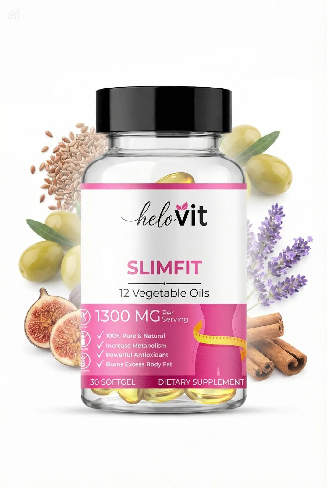 Helovit Slimfit Bitkisel Yağ Kompleksi 1300 mg, 30 Softgel